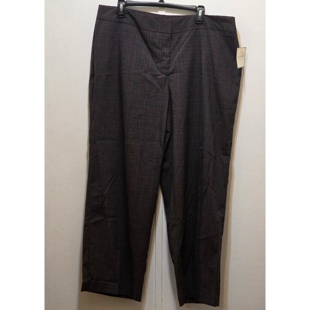 Sag Harbor Red & Gray Plaid Dress Pants Womens Size 18 High Rise F73301 NWT
